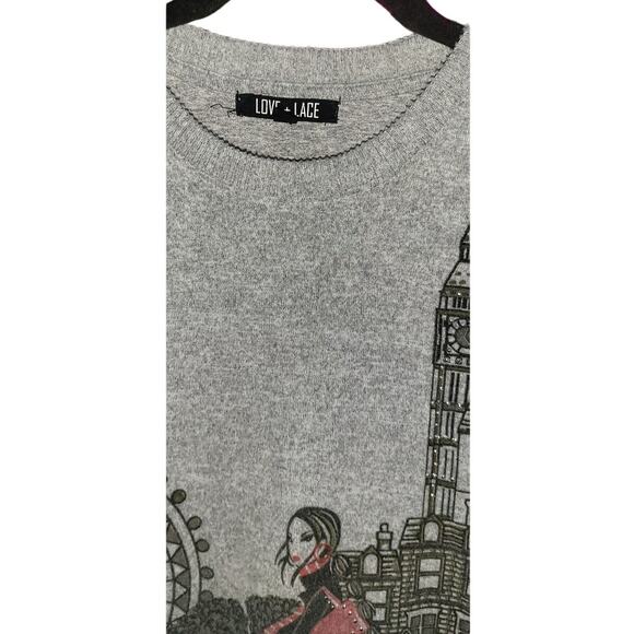 Love and Lace Knit Gray Blouse Size Small - Picture 4 of 6